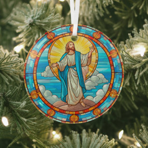 Stained Glass of Jesus Ascending to heaven Ornament