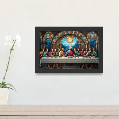 Stained Glass of Jesus Last Supper Framed Art