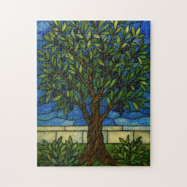 Stained Glass Olive Tree Jigsaw Puzzle – Nature  (Vertical)
