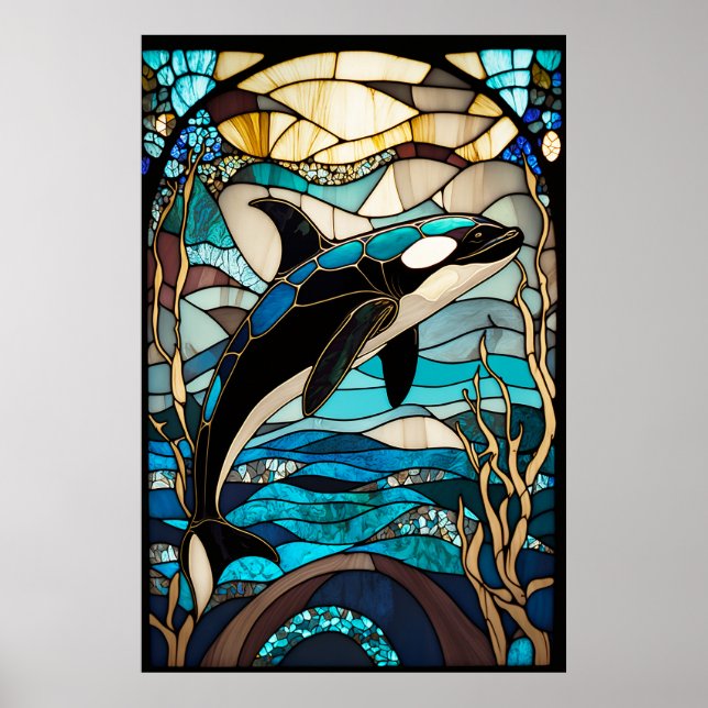 Stained Glass Orca Poster (Front)