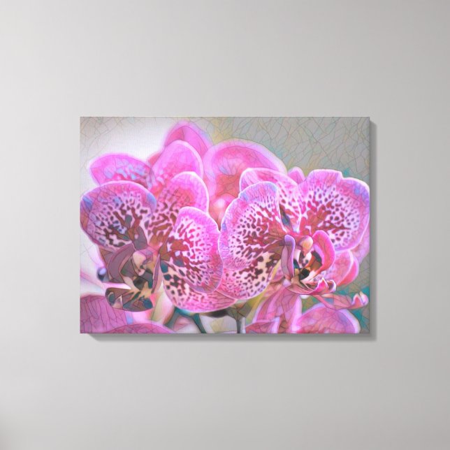 Stained Glass Orchids Wrapped Canvas Print (Front)