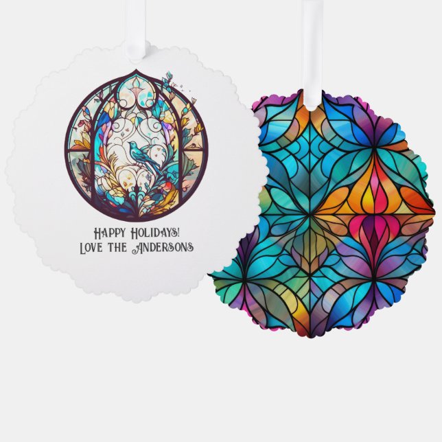 Stained Glass Ornament Christmas Keepsake Card (Front/Back)