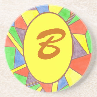 Stained glass oval frame, monogram coasters