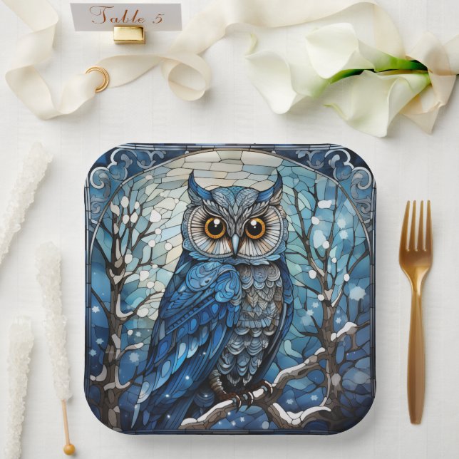 Stained Glass Owl Paper Plates (Wedding)