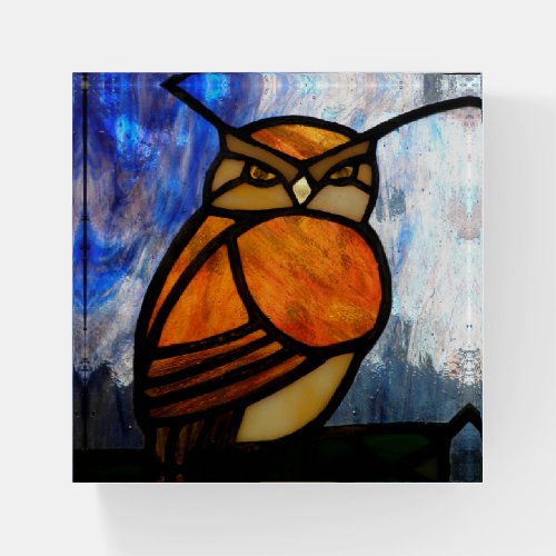 Stained Glass Owl Paperweight