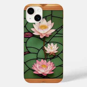 Stained Glass Panel with Blooming Lotus Flower Case-Mate iPhone 14 Case