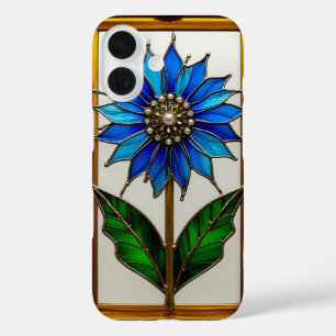 Stained Glass Panel with Vibrant Flower iPhone 16 Case