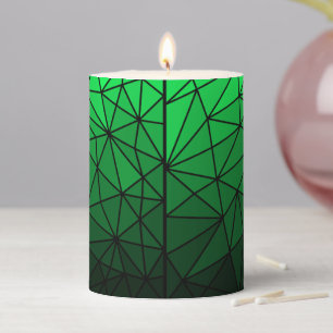 Stained glass pattern 01.Green.Black Line BG Pillar Candle