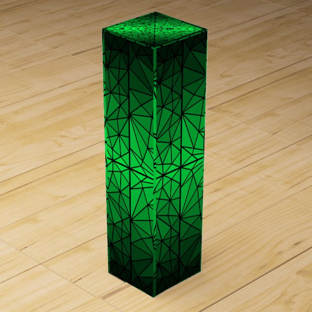 Stained glass pattern 01.Green.Black Line BG Wine Box (Front)
