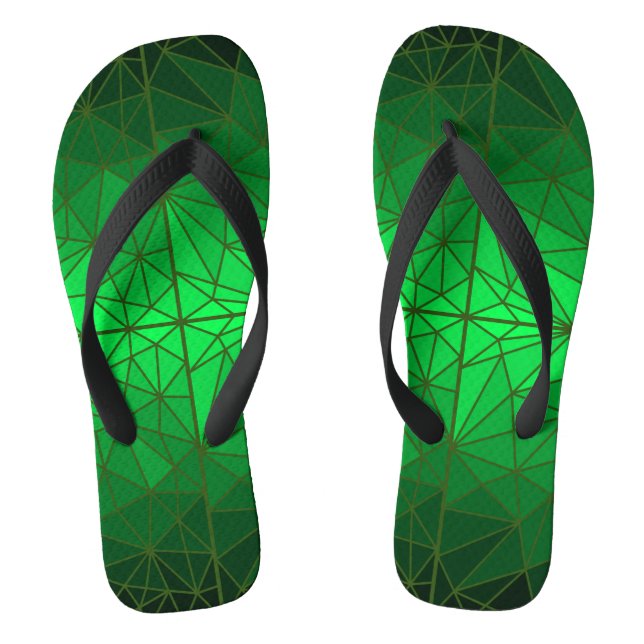 Stained glass pattern 01.Green.DGreen Line BG Flip Flops (Footbed)