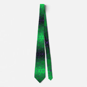Stained glass pattern 02.Green.Dpurple Line BG Neck Tie