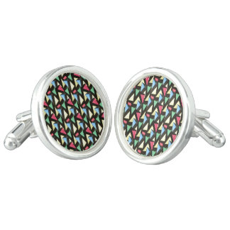 Stained Glass Pattern Christmas Colorful Cufflinks