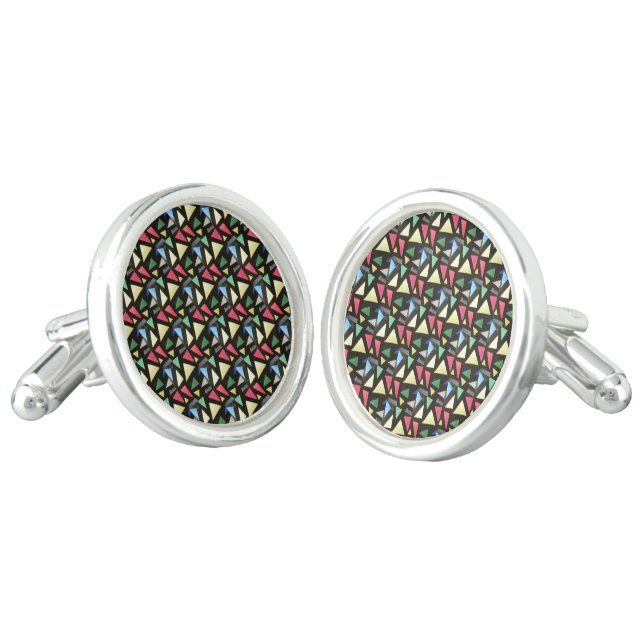 Stained Glass Pattern Christmas Cufflinks (Angled)