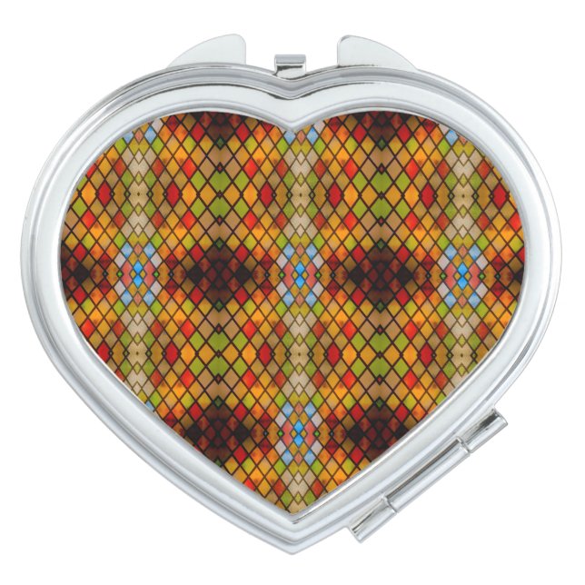 Stained Glass Pattern Heart  Compact Mirror (Front)