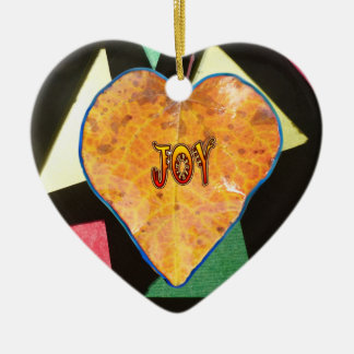 Stained Glass Pattern JOY Leaf Heart Ornament