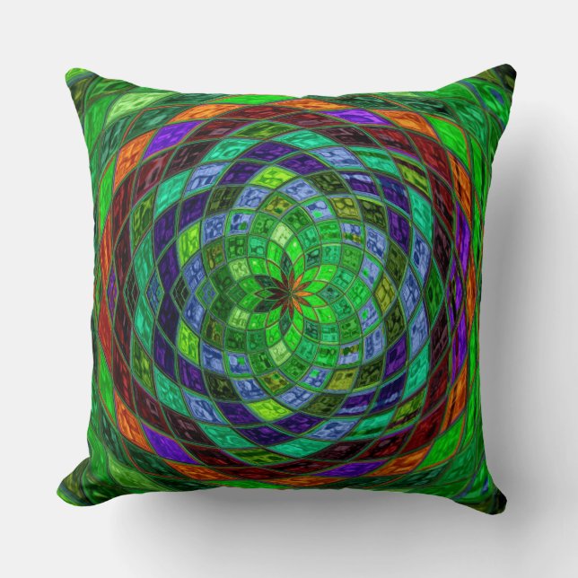 Stained Glass Pattern Throw Pillow (Front)