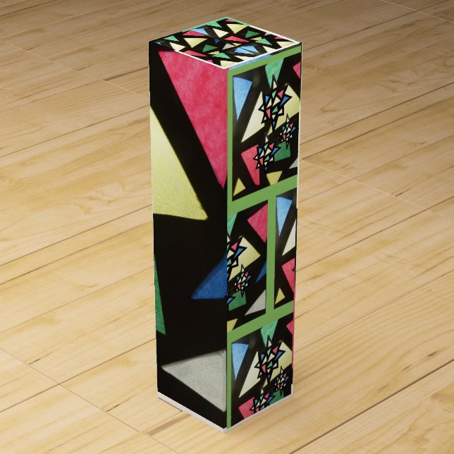 Stained Glass Pattern X-mas Wine Gift Box (Front)