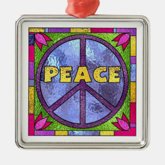 Stained Glass Peace Metal Ornament