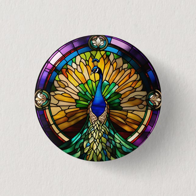 Stained Glass Peacock Button (Front)