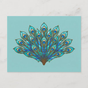 Stained Glass Peacock Feather Fan Postcard