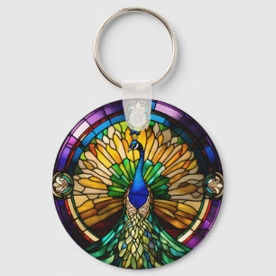 Stained Glass Peacock Keychain