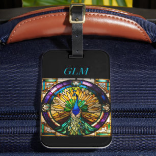 Stained Glass Peacock Luggage Tag
