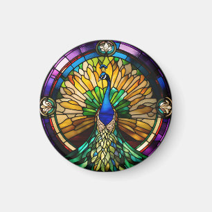 Stained Glass Peacock Magnet