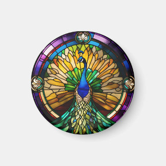 Stained Glass Peacock Magnet