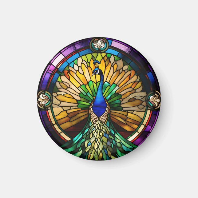 Stained Glass Peacock Magnet (Front)