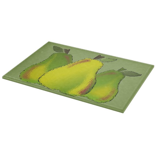Stained Glass Pears Cutting Board (Corner)