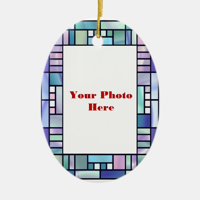 Stained Glass Photo Frame Ceramic Ornament (Front)