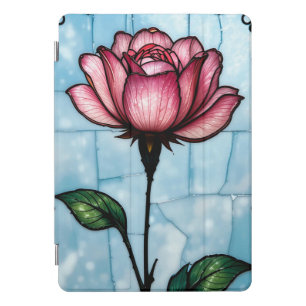 Stained glass pink rose iPad pro cover
