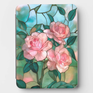 Stained Glass Pink Roses Kindle Cover