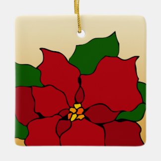 Stained-Glass Poinsettia Ceramic Ornament