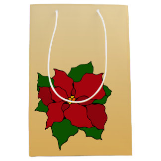 Stained-Glass Poinsettia Medium Gift Bag