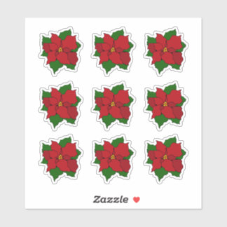 Stained-Glass Poinsettia Sticker