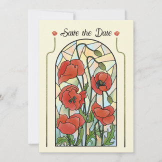 Stained Glass Poppies Save the Date Invitation