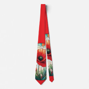 Stained Glass Poppy Neck Tie