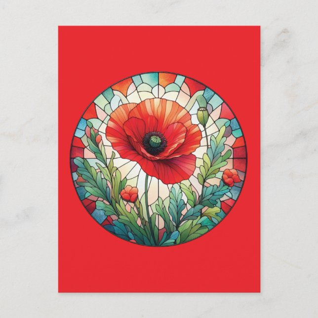 Stained Glass Poppy Postcard (Front)
