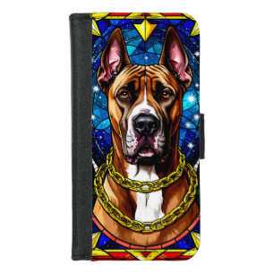 Stained Glass Portrait of a Dog With Gold Chain iPhone 8/7 Wallet Case