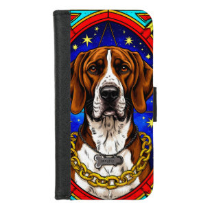 Stained Glass Portrait of a Dog With Gold Chain iPhone 8/7 Wallet Case