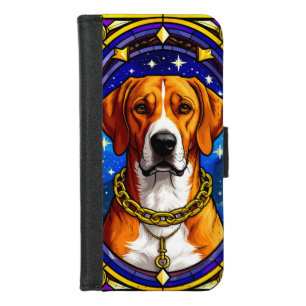 Stained Glass Portrait of a Dog With Gold Chain iPhone 8/7 Wallet Case