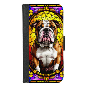 Stained Glass Portrait of a Dog With Gold Chain iPhone 8/7 Wallet Case