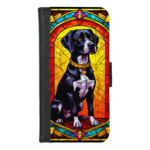 Stained Glass Portrait of a Dog With Gold Chain iPhone 8/7 Wallet Case