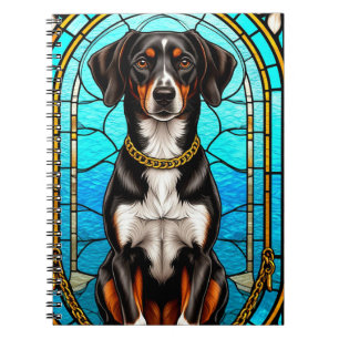 Stained Glass Portrait of a Dog With Gold Chain Notebook