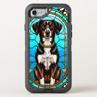 Stained Glass Portrait of a Dog With Gold Chain OtterBox Defender iPhone SE/8/7 Case