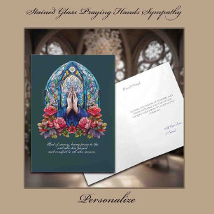 Stained Glass Praying Hands Sympathy Card