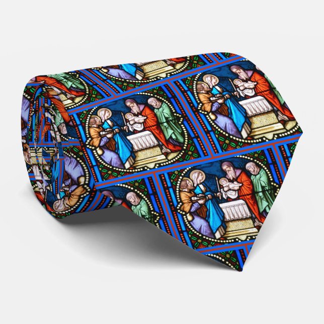 Stained Glass Presentation of Jesus in Temple Neck Tie (Rolled)