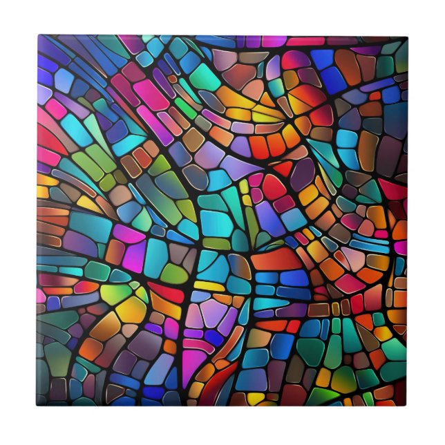 Stained Glass Print Ceramic Tile (Front)