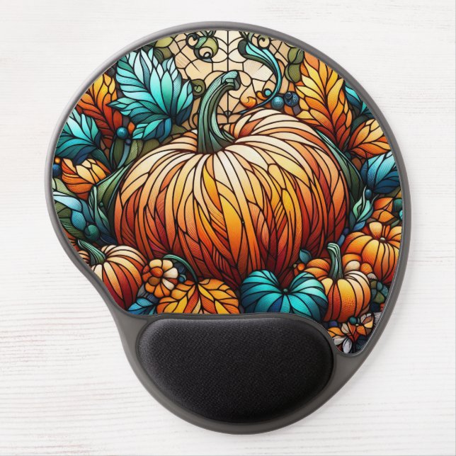 Stained Glass Pumpkin Art Gel Mouse Pad (Front)